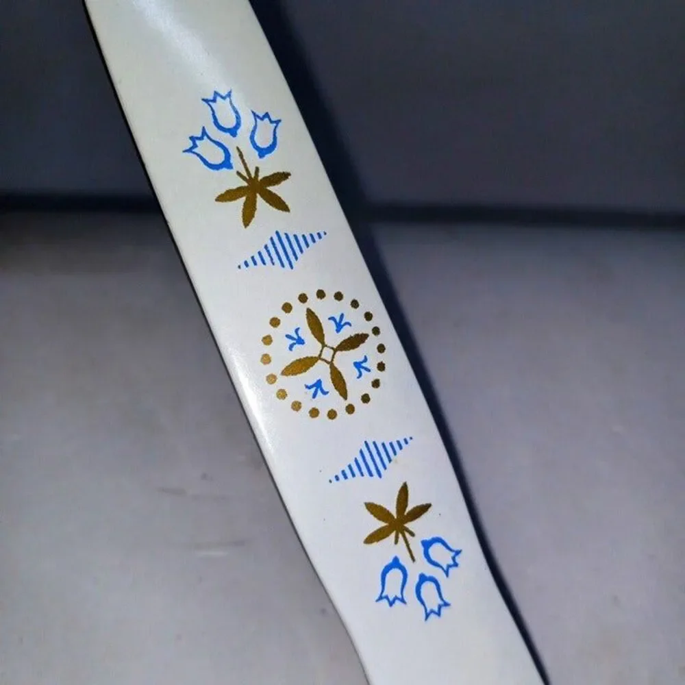Ekco Blue Dutch Tulip Carving Fork-Chromium Plated Steel-Vintage-USA Made